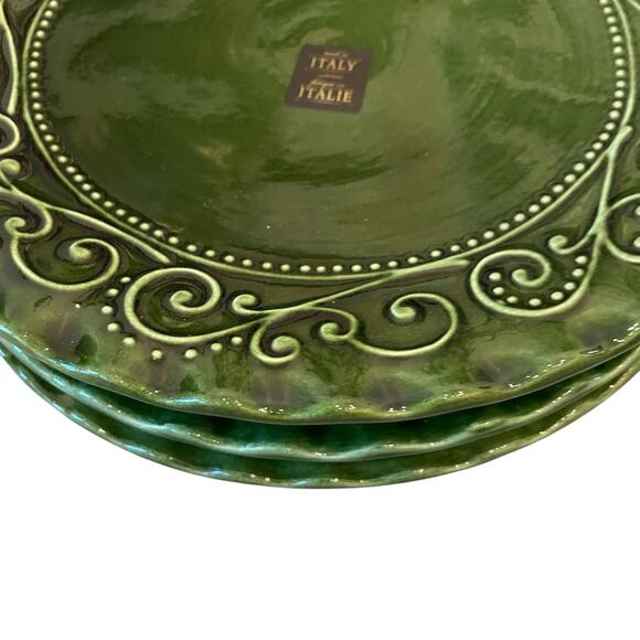 Maioliche Jessica Made in Italy Christmas Dinner Plates 11" Set 4 Holiday Green - Picture 10 of 16